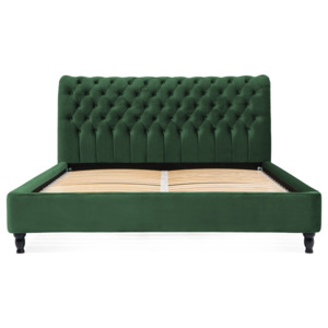 Zelená postel z bukového dřeva s černými nohami Vivonita Allon, 180 x 200 cm