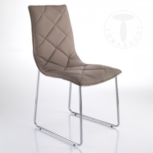 Židle SOFT TORTORA TOMASUCCI (barva - šedohnědá syntetická kůže, chromované kovové nohy)