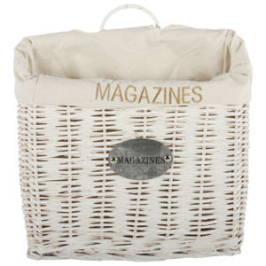Bílý proutěný závěsný košík na noviny a časopisy Collectione