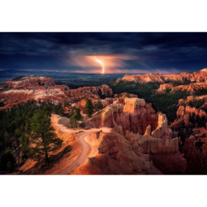 Fototapeta, Tapeta Lightning Over Bryce Canyon, (104 x 70.5 cm)