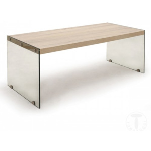 Konferenční stolek Nancy TOMASUCCI (barva - Boky tvrzené sklo, deska vyrobené z ekologických panelů dřevěných třísek, MDF dub úprava)