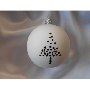 Střední vánoční koule se stromkem 6 ks - bílá/černá