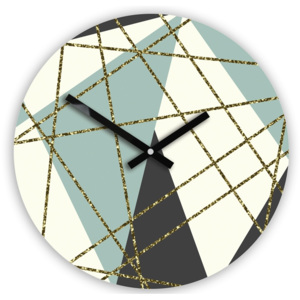Mazur Nástěnné hodiny Geometric modro-bílé