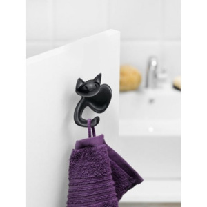 MIAOU kočka, věšák na ručníky, utěrky..KOZIOL (Barva černá)