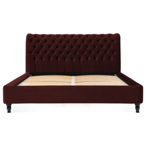 Tmavě červená postel z bukového dřeva s černými nohami Vivonita Allon, 160 x 200 cm