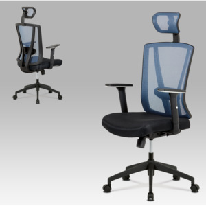 Artium Kancelářská židle, černá MESH+modrá síťovina, plastový kříž, synchronní mechanismus - KA-H11