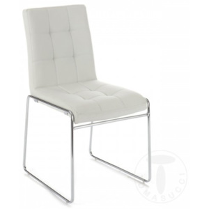 Židle ALICE TOMASUCCI (barva - bílá syntetická kůže, chromovaná kovová konstrukce)