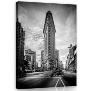 Obraz na plátně: Flatiron Building (černobílý) - 100x75 cm