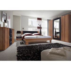 VIERA ložnice s postelí 160x200 cm, červený ořech/černá