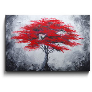 Ručně malovaný obraz abstrakce červený strom M155