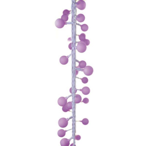 LED světelný cherry řetěz – kuličky 2,5cm, 4m, růžová, čas