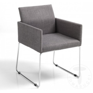 Židle EMMA GREY TOMASUCCI (barva - šedá látka, chromovaná kovová konstrukce)