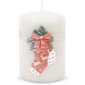 Malá bílá svíčka vánoční ponožka
