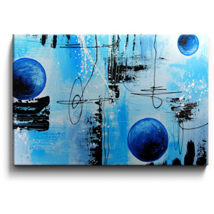 Abstrakce ručně malovaný obraz modré koule M021