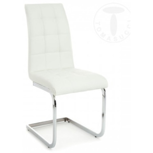 Židle COZY WHITE TOMASUCCI (barva - bílá syntetická kůže, chromované kovové nohy)
