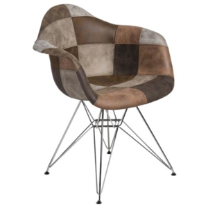 Designová židle DAR čalouněná, patchwork béžová/hnědá |-30 % S80490 CULTY +
