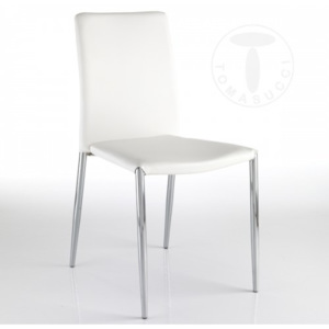 Židle WELL WHITE TOMASUCCI (barva - bílá syntetická kůže, chromované kovové nohy)
