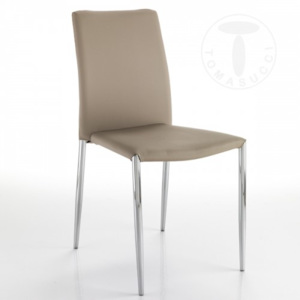 Židle WELL TORTORA TOMASUCCI (barva - šedohnědá syntetická kůže, chromované kovové nohy)