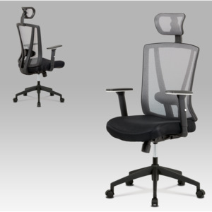 Artium Kancelářská židle, černá MESH+šedá síťovina, plastový kříž, synchronní mechanismus - KA-H110