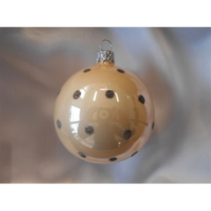 Střední vánoční koule s puntíky 6 ks - šedá lesklá