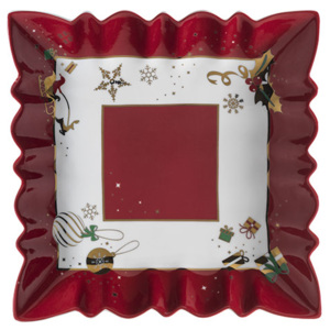 Tác čtvercového tvaru s vánočním motivem ALLELUIA VÁNOCE BRANDANI (barva - porcelán, bílá/červená/zlatá)