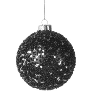 HANG ON Ozdoba vánoční koule s perlami 8 cm - černá