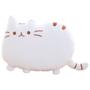 Plyšová kočka - dekorační polštářek 30x40cm, bílý