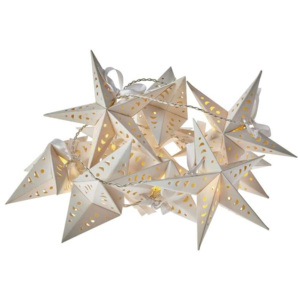 LED girlanda – hvězdy, 2×AA, teplá bílá, časovač