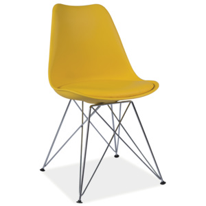 Jídelní židle Tim (žlutá + chróm)
