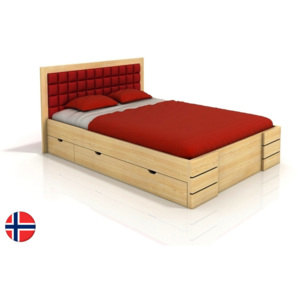 Manželská postel 200 cm Naturlig Storhamar High Drawers (borovice) (s roštem)