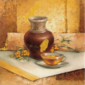 Váza s šálkem čaje Váza s šálkem čaje 30x30 cm