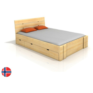 Manželská postel 160 cm Naturlig Tosen High Drawers (borovice) (s roštem)