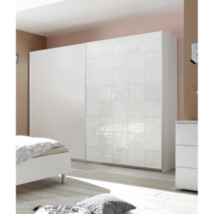 Vybavená šatní skříň s posuvnými dveřmi Xaos-SD-220 bílý mat v kombinaci s dekorem bílým