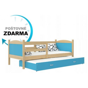 Dětská dřevěná rozkládací postel Matyas P2 190x80 Borovice, Šedá
