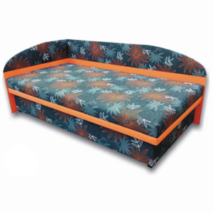 Jednolůžková postel (válenda) 100 cm Sofia (Oranžová X104 + Valeriana vol 830) (L)