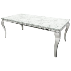 INV Jídelní stůl Silver Barok 180cm mramor/stříbrná