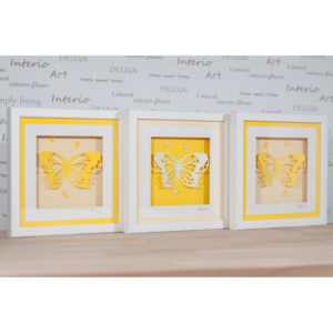 Sada 3 obrázků - motýli (žluto-bílá)