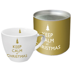 Hrnek z kostního porcelánu s vánočním motivem v dárkovém balení PPD Keep Calm At Christmas, 200 ml