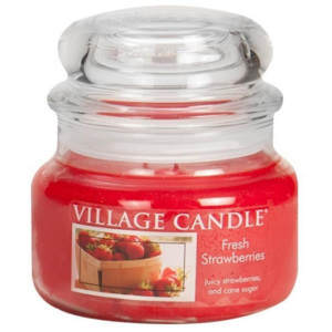 Village Candle Vonná svíčka ve skle Čerstvé jahody - Fresh Strawberry malá - 262g/55 hodin