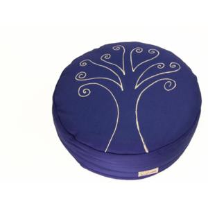 S radostí - vlastní výroba Meditační sedák strom života - modrý Velikost: ∅40 x v12 cm