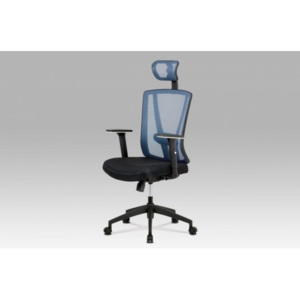 Kancelářská ergonomická židle NUOVO – modrá, s podhlavníkem i bederní opěrou