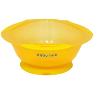 BABY MIX Dětská protiskluzová miska Baby Mix žlutá