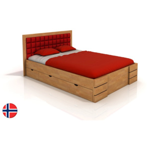 Manželská postel 180 cm Naturlig Storhamar High Drawers (buk) (s roštem)