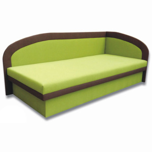 Jednolůžková postel (válenda) 90 cm Melinda (Devon 001 zelená + Devon 009 hnědá) (P)