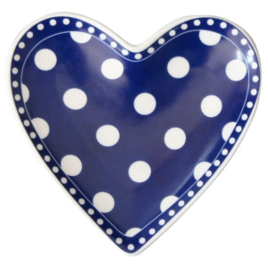 Porcelánový tácek Heart Dots Dark Blue