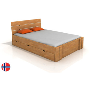 Manželská postel 200 cm Naturlig Tosen High Drawers (buk) (s roštem)