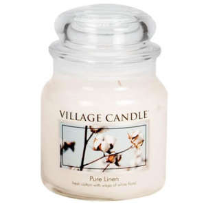 Village Candle Vonná svíčka ve skle Čisté prádlo - Pure Linen střední - 390g/105 hodin