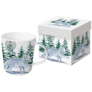 Hrnek z kostního porcelánu s vánočním motivem v dárkovém balení PPD Snow Fox, 350 ml
