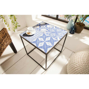 Designový odkládací stolek Noelle modro-bílý