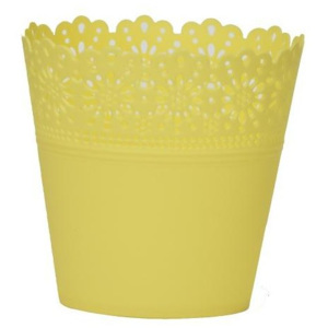 Harasim Plastový květináč krajka 11 cm, žlutý